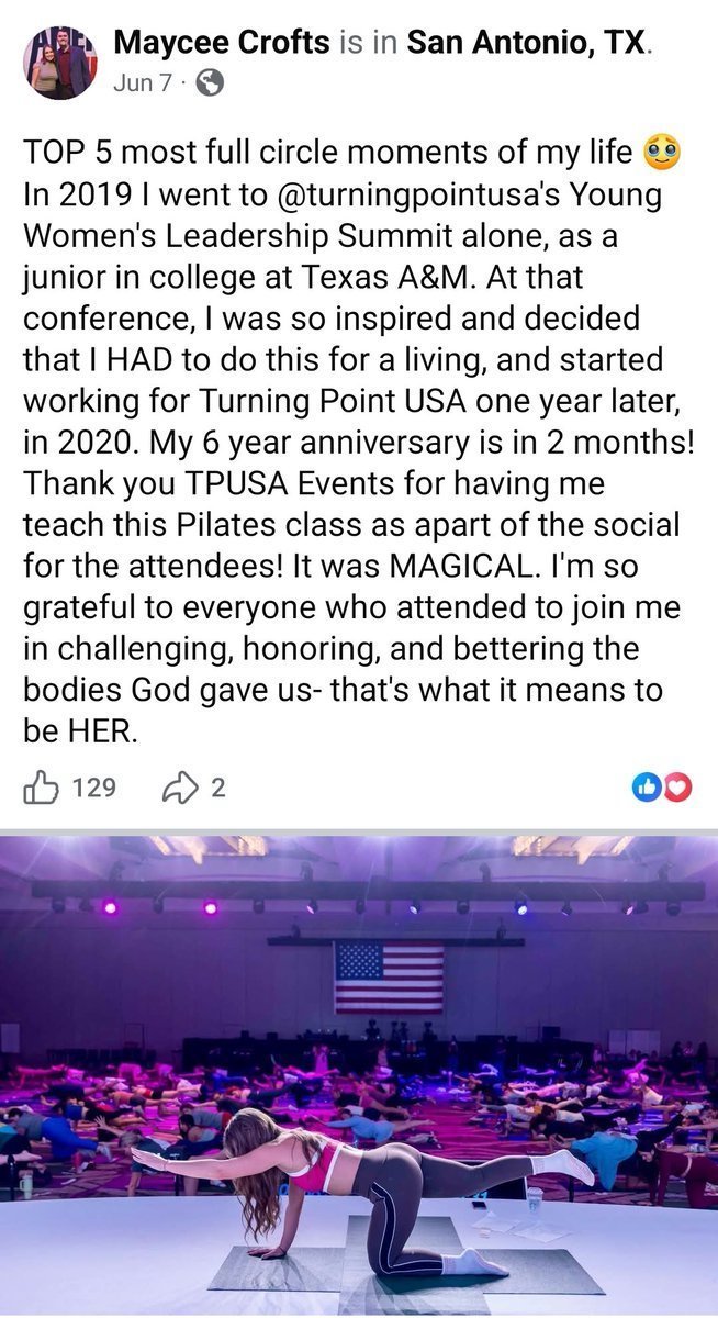 BasedSamParker's tweet photo. It must be nice to hold your own "MAGICAL" event safely INSIDE after absolutely insisting Charlie's event be held OUTSIDE, against the advice of UVU. 

Maycee, who asked you to set Charlie's event up? And why did you spend the last year not telling the truth about whose idea it was?