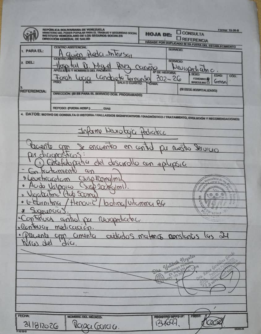 2001OnLine's tweet photo. #27Sep La bebé Farah Lucía padece encefalopatía del desarrollo con epilepsia, por lo que requiere con #urgencia un examen de Genoma Completo y tratamiento médico con Vigabatrina, Levetiracetam y Ácido Valproico para evitar daño cerebral permanente.

Su familia necesita una suma de 4.000 dólares para costear el análisis y el tratamiento. 

Recaudado: $ 1.041 | Faltante: $2.959.

💳 Datos para Donaciones:

🔹 Pago Móvil

Banco de Venezuela (0102):
Tlf: (0414) 338 15 92
C.I: 26.935.087 (Damarys Fernández)

🔹 Zelle: 9105053991 (Kevin Landaeta)  

¡Cada aporte y difusión cuenta!

#ServicioPúblico #AyudaParaFarah #Solidaridad #Venezuela #2001online