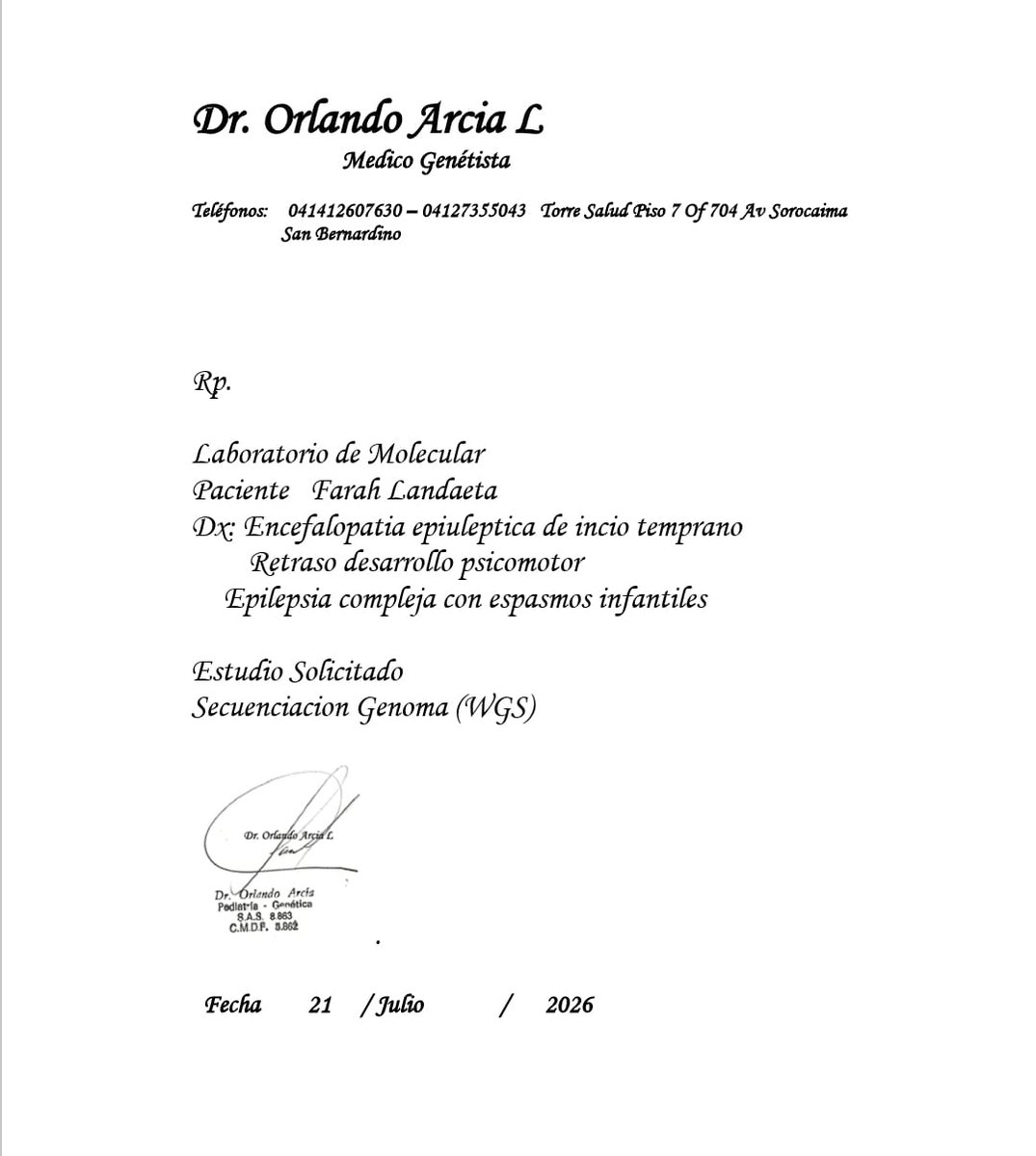 2001OnLine's tweet photo. #27Sep La bebé Farah Lucía padece encefalopatía del desarrollo con epilepsia, por lo que requiere con #urgencia un examen de Genoma Completo y tratamiento médico con Vigabatrina, Levetiracetam y Ácido Valproico para evitar daño cerebral permanente.

Su familia necesita una suma de 4.000 dólares para costear el análisis y el tratamiento. 

Recaudado: $ 1.041 | Faltante: $2.959.

💳 Datos para Donaciones:

🔹 Pago Móvil

Banco de Venezuela (0102):
Tlf: (0414) 338 15 92
C.I: 26.935.087 (Damarys Fernández)

🔹 Zelle: 9105053991 (Kevin Landaeta)  

¡Cada aporte y difusión cuenta!

#ServicioPúblico #AyudaParaFarah #Solidaridad #Venezuela #2001online