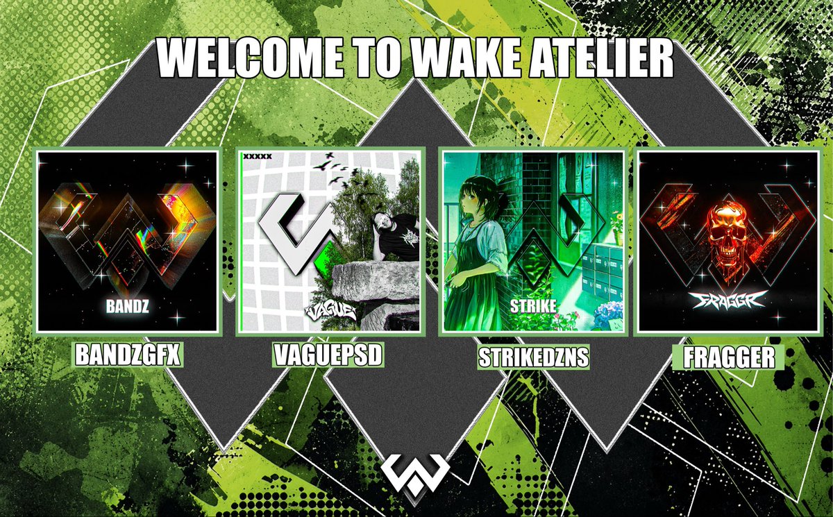 WakeAtelier's tweet photo. Welcome our newest line up of designers to @WakeAtelier! 🎨

@bandzgfx 
@VaguePSD 
@StrikeDZNs 
@GetFraggdNerd 

Where creativity meets talent! https://t.co/DZvEXavQD6
