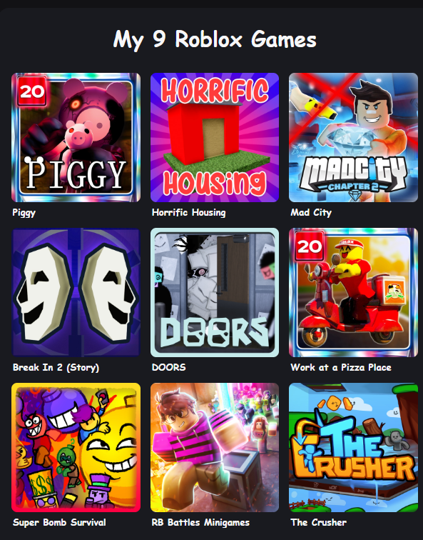 GorgPaggest's tweet photo. these are Gorg Pag's (my) top 9 roblox games
does anyone agree/disagree? i feel like this is pretty solid https://t.co/Mar8vrqTKd