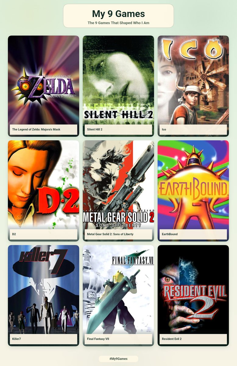 PachucoDreams's tweet photo. Me and the 9 games that shaped who I am https://t.co/9OgiuP1SGc