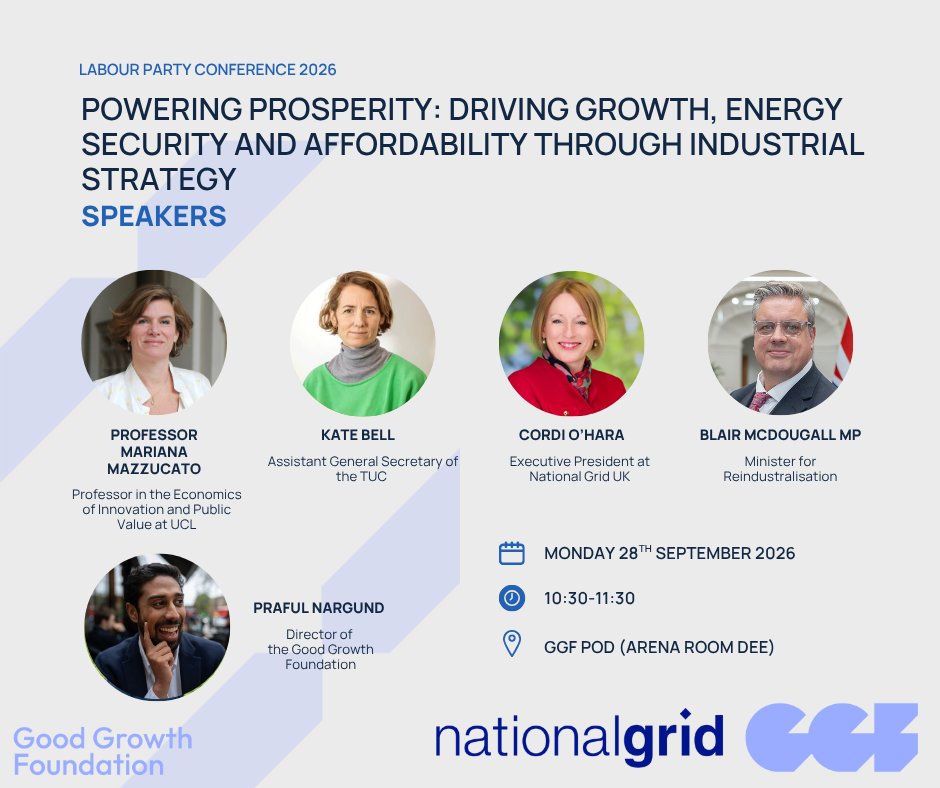 MazzucatoM's tweet photo. Energy infrastructure isn't just about keeping the lights on. Done right, it's how the state acts as investor of first resort: shaping markets, building supply chains and driving regional growth. Link to our research in replies.

Joining @GoodGrowthFdn and @nationalgriduk at #LabourConference ➡️ 10:30 BST this morning.