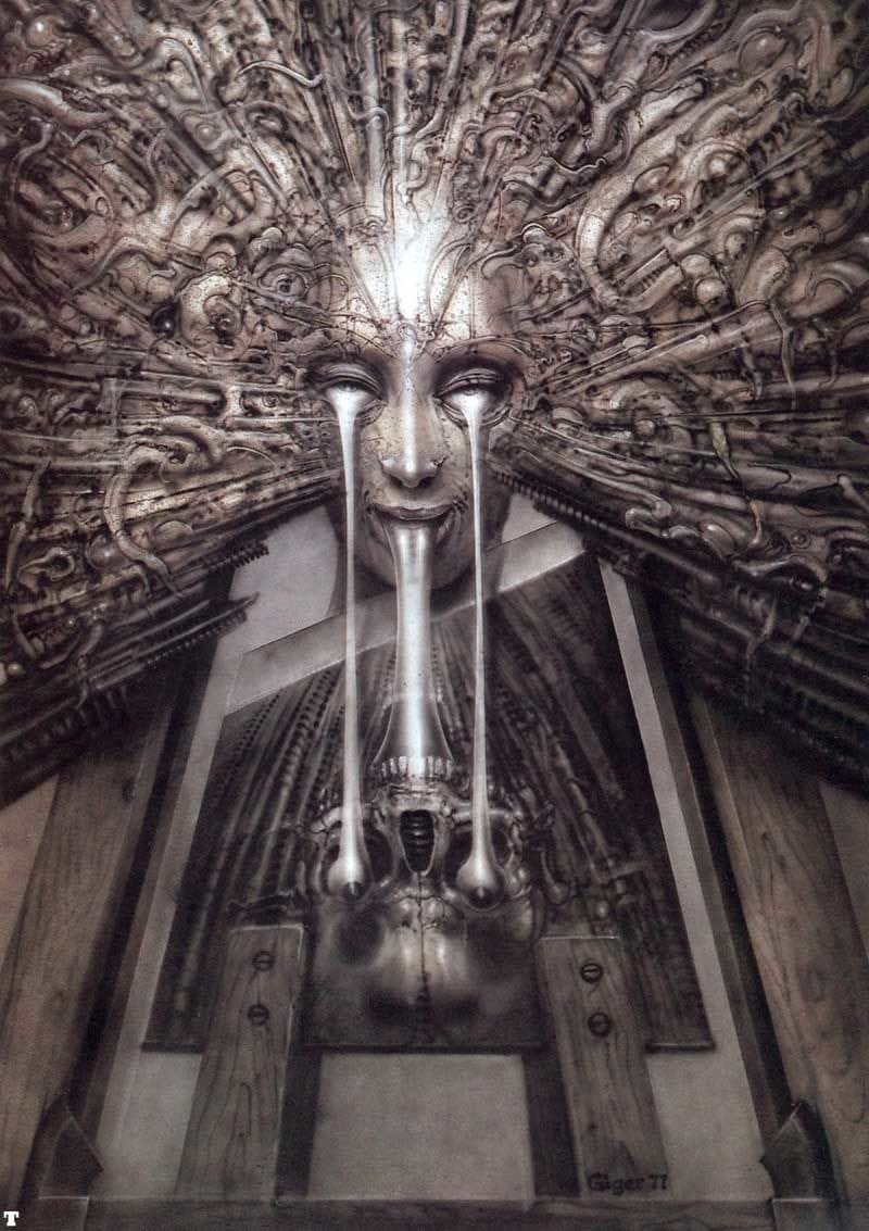AJaxson12's tweet photo. I love the otherworldliness of HR Giger’s art!  It’s so unique and has had such a huge influence on the genre. https://t.co/5awOAEWCwt