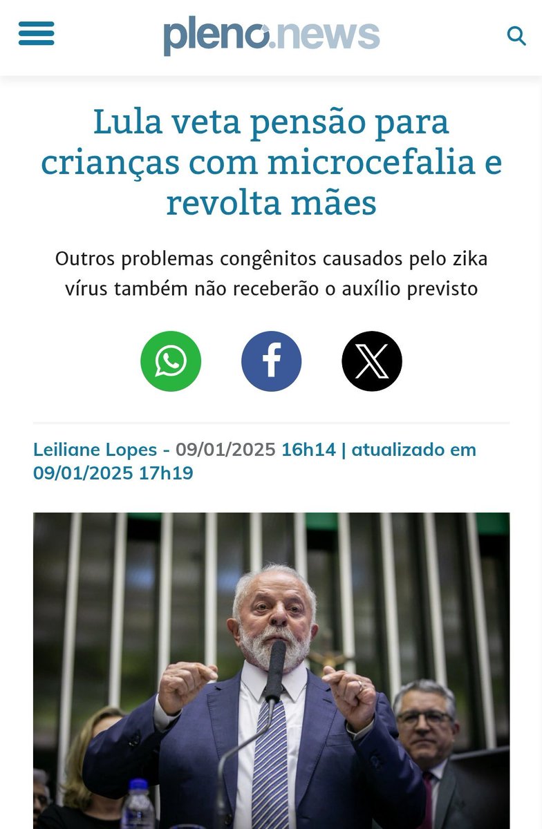 ClaudeLuca_'s tweet photo. LULA VETOU A PENSÃO PARA CRIANÇAS COM MICROCEFALIA QUE BOLSONARO CRIOU! 
FORA LULA!!! https://t.co/jRA2c4pZ8f