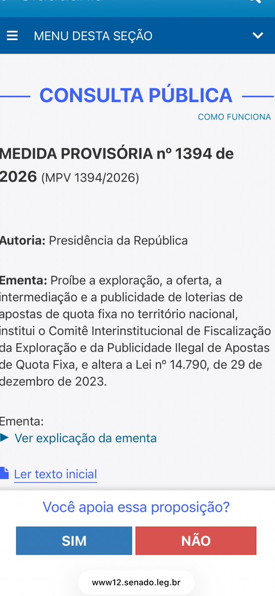 npomvtt's tweet photo. 🚨 TÓPICO IMPORTANTE: Está sendo realizada uma consulta pública sobre a proibição das Bets (MPV 1394/2026) e atualmente, os votos contra a proibição estão ganhando.

É importante ressaltar que as apostas têm provocado impactos preocupantes, como endividamento, dependência, comprometimento da renda familiar e problemas de saúde mental, afetando não apenas os apostadores, mas também suas famílias.

Por isso, precisamos da sua ajuda! Vote ‘SIM’ para apoiar a proibição e impedir que tais apostas continuem prejudicando famílias brasileiras.

🔗: https://t.co/tqAE0xO7ce