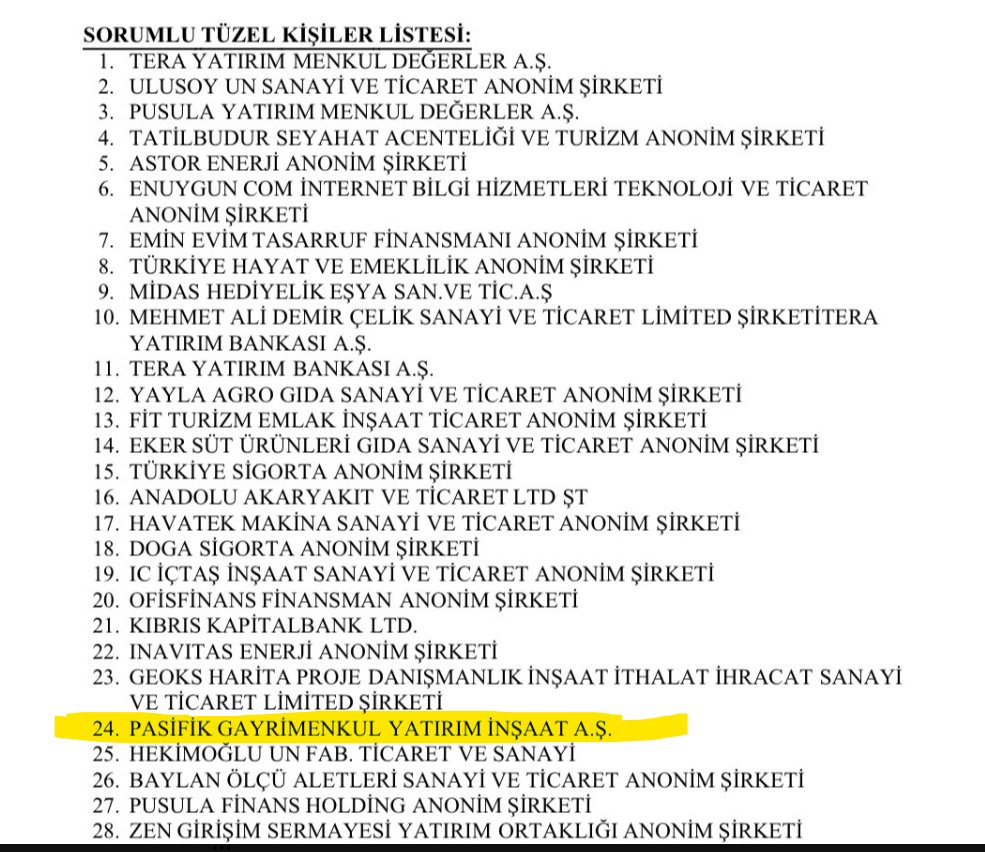 ademyarslan's tweet photo. Fon Soygunu'nda 24.sırada yer alan Pasifik GYO,  AKP Milletvekili Asuman Erdoğan ve eşi Fatih Erdoğan'ın şirketi. Fatih  Erdoğan ve eşinin vurgunları ise arşa çıktı. https://t.co/wkCeEBgI8I