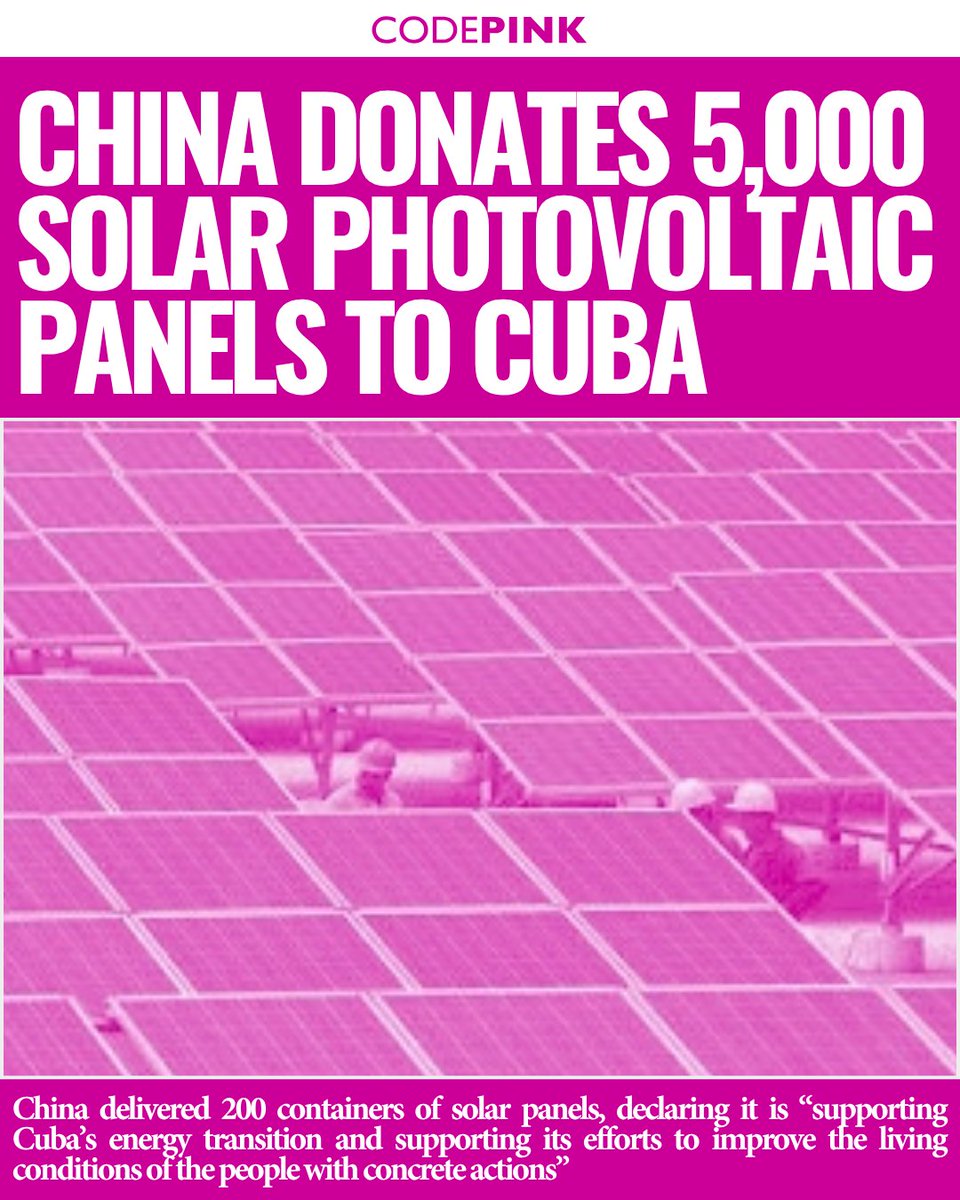 codepink's tweet photo. This is China's third donation of 5,000 panels in recent months. https://t.co/UGFTpEcbGN