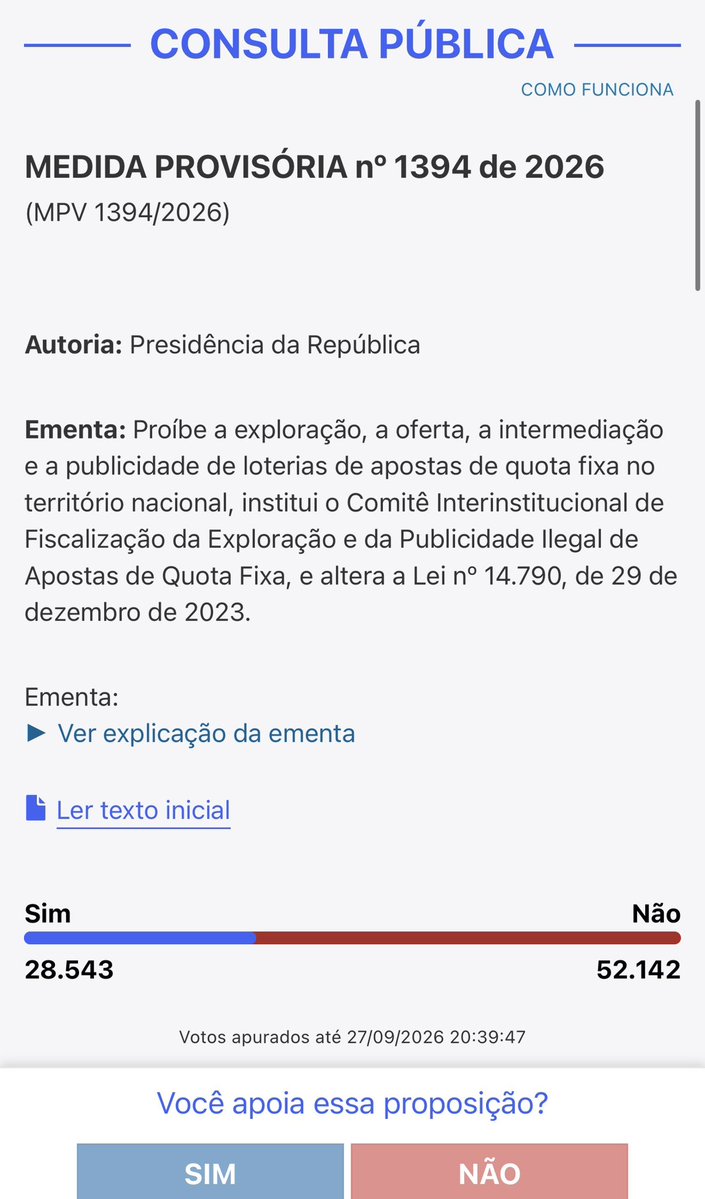 knj_brasil's tweet photo. Você é a FAVOR do FIM DAS BETS? ⬇️

Vote “SIM” na consulta pública do Senado e comente: 

https://t.co/g6BvvXCfSl

ARMY PELO O FIM DAS BETS
#ARMYPeloFimDasBETS https://t.co/2PINLRgpFG