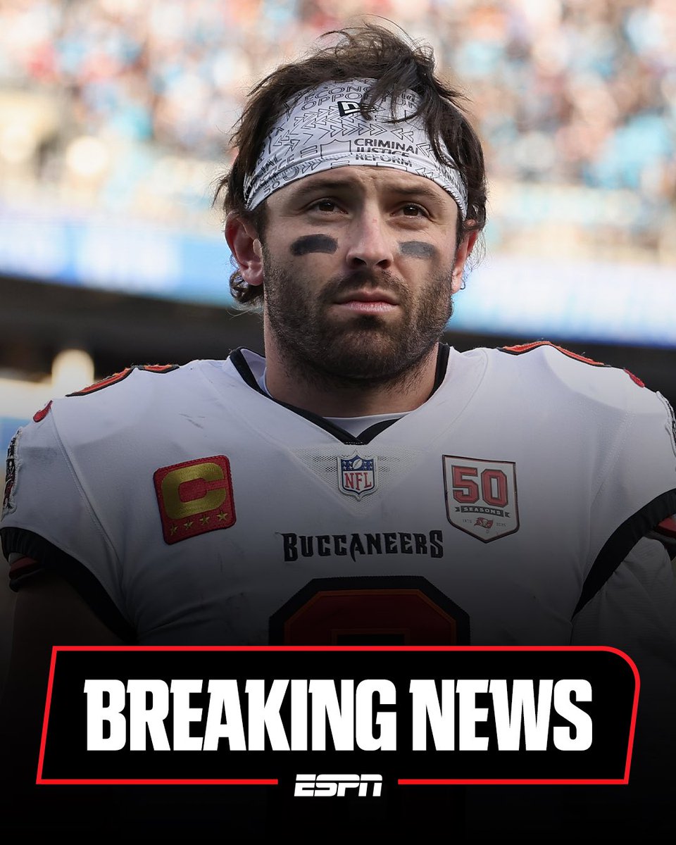 AdamSchefter's tweet photo. Todd Bowles said Bucs QB Baker Mayfield dislocated his right thumb and will undergo an MRI. https://t.co/7nmYpEBdDX