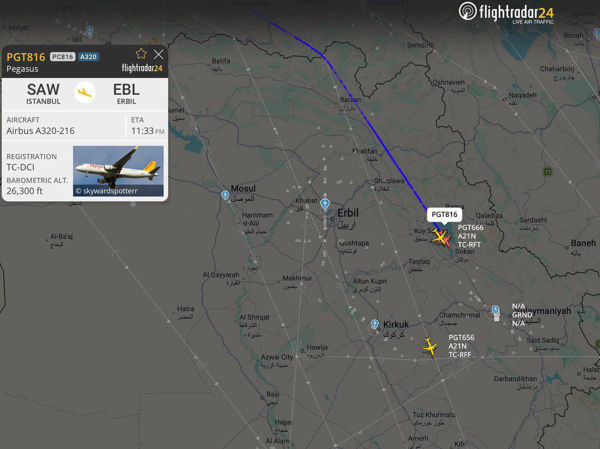 MideastIntelX's tweet photo. Air traffic at #Erbil airport has been suspended due to the ongoing attacks https://t.co/TgTTk6i8Uw