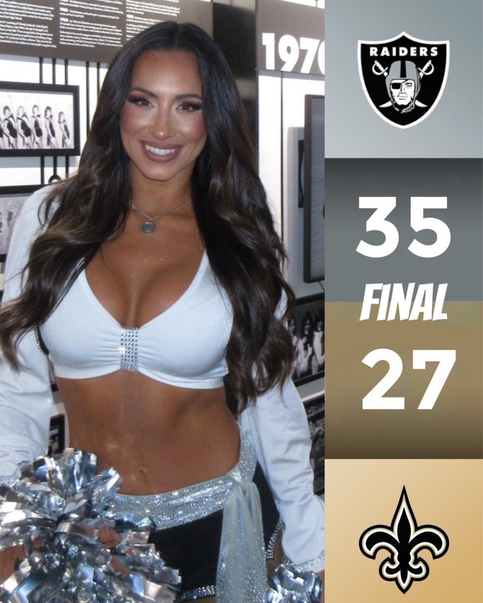 RaideretteDaily's tweet photo. Big Easy = BIG WIN 🏴‍☠️✨🤍

#LVvsNO | #RaiderNation https://t.co/hXosI4Aou2