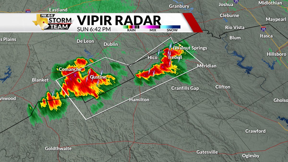 Sean_Pat_Ryan's tweet photo. A SPECIAL WEATHER STATEMENT has been issued for Hamilton and Bosque Counties. The main threats are 40 mph winds and 1/2" hail. The storm continues to move southeast at 15 mph. Stay weather alert!
#FOX44WX https://t.co/tCuQkjtX5D