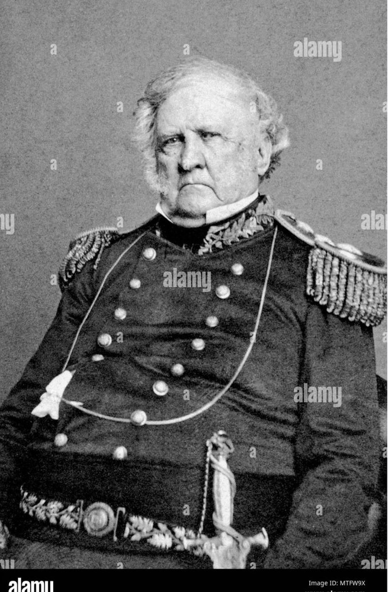 VernonForGA's tweet photo. Abraham Lincoln asked General Winfred Scott, “Why is it you were once able to take Mexico City in three months with 5,000 men, and we have not been unable to take Richmond with 100,000 men?"

"I will tell you" said General Scott, "The men who took us to Mexico City are the same men that are keeping us out of Richmond."

Many of the General Scott’s top US Army officers who served under Scott and captured Mexico City in 1847 were Ulysses Grant and Robert E. Lee…and went on to lead armies in the American Civil War.  General Scott was the longest serving General in US history and presidential nominee of the Whig party. He was defeated by a democrat, Franklyn Pierce. @GenFlynn