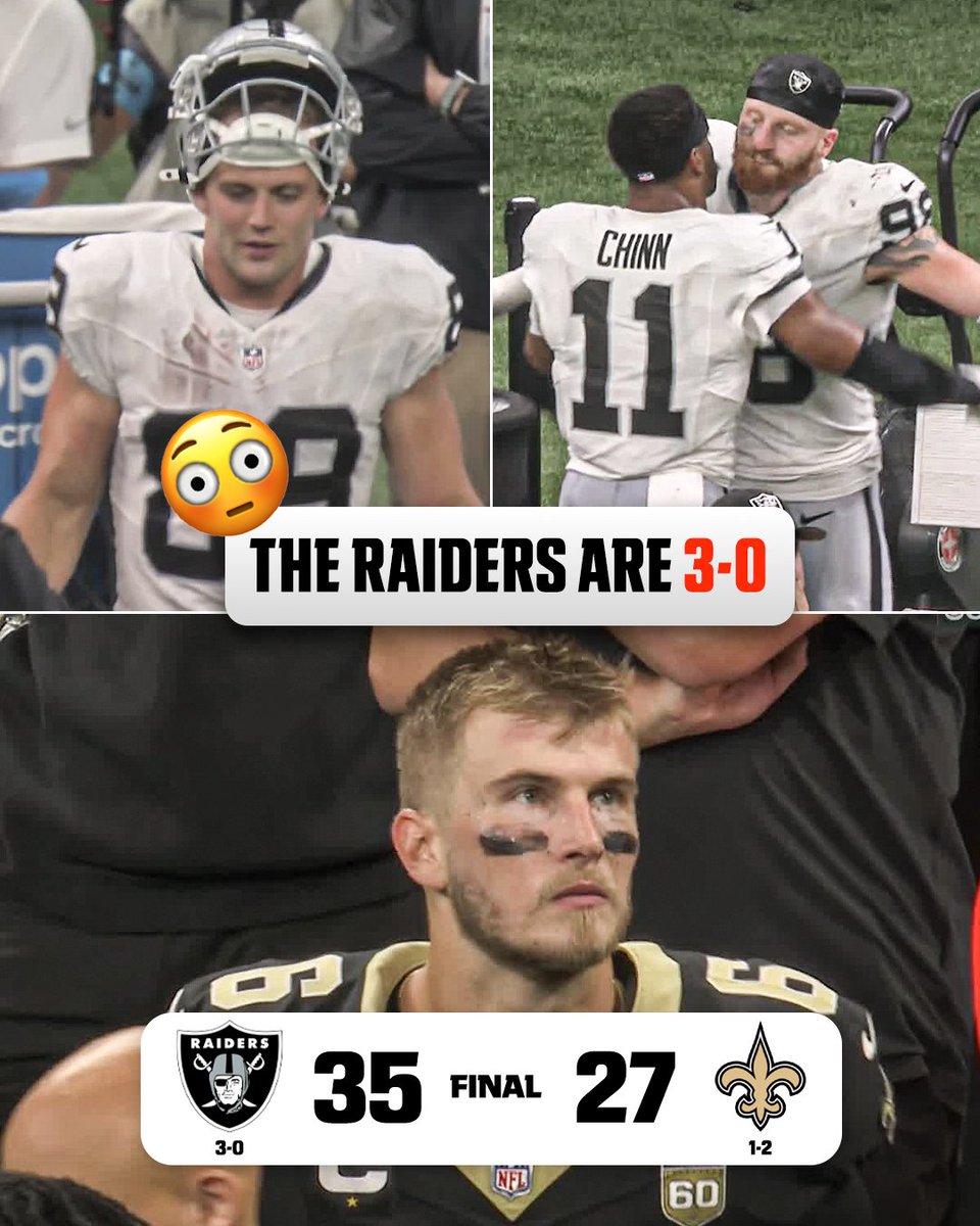 SportsCenter's tweet photo. TURN UP RAIDERS FANS 🔥

BROCK BOWERS GOES OFF IN HIS FIRST GAME OF THE SEASON AND VEGAS IMPROVES TO 3-0 ON THE SEASON 👏 https://t.co/3Pr2o028PC