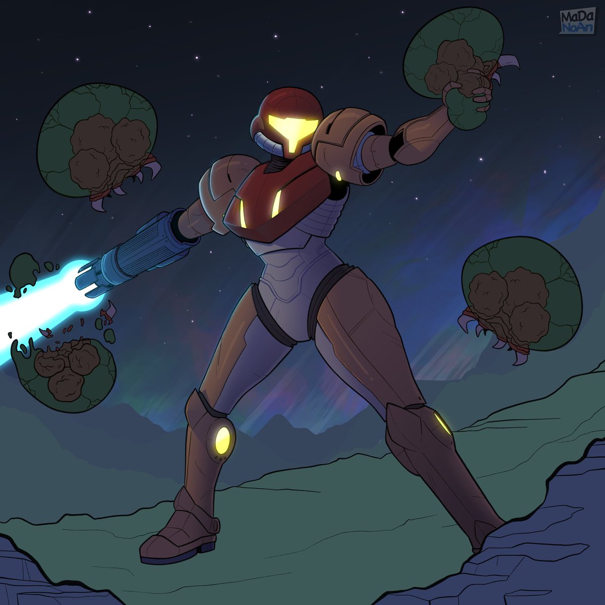 MaDaNoAn's tweet photo. Here’s and update on the #Metroid drawing https://t.co/lM55Oa04R9