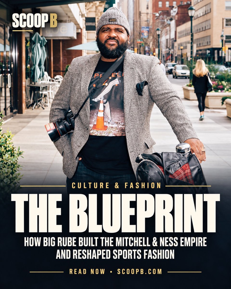 ScoopB's tweet photo. Before influencers, tunnel fits or seeding campaigns, Reuben “Big Rube” Harley shaped the culture.

With instinct, hustle & a Motorola pager, he helped turn @mitchell_ness x @MNFlagshipStore's throwback jerseys into a global fashion phenomenon.

In an interview with https://t.co/oVEBvvY9Z5, Big Rube breaks down the stories behind Allen Iverson, Jay-Z, LeBron James, Rich Paul & Fabolous—plus the raw truth about IP, equity and ownership in culture.

🔗Read "The Blueprint" - https://t.co/c1Q2O3D4te