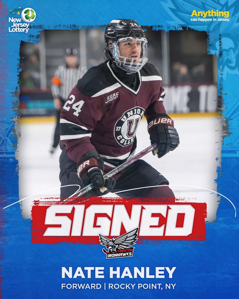 IronhawksHockey's tweet photo. Nate Hanley is the newest Ironhawk โผ๏ธ
The New York native finished his four-year career at Union College with 88 points on 16 goals and 72 assists in 143 games. He most recently played 14 ECHL games with the Greensboro Gargoyles.
Welcome to Trenton, Nate! #ForgedForVictory https://t.co/grK4If1Rrs