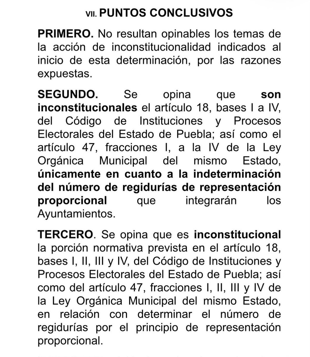 marioriestra's tweet photo. ‼️Se los dijimos‼️

El TEPJF le da la razón a @AccionNacional y concluye que la reforma electoral que reduce el número de regidores en #Puebla capital es inconstitucional.

“… la fuerza mayoritaria rebasa de forma irrazonable los parámetros constitucionales, por lo que resulta inconstitucional…”

Aunque el trámite aún no termina, confiamos en que la @SCJN nos confirmará la inconstitucionalidad de la reforma.