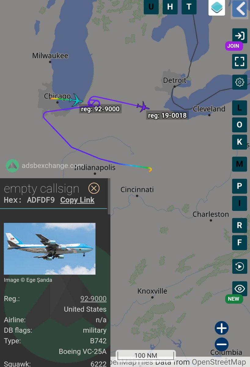 sipjack1776's tweet photo. @Borrowed7Time @USAF_VIP_LGX POTUS en-route back to JB Andrews out of Chicago (KORD).
VC-25A 
#ADFDF9/92-9000/AF1

C-32A (Backup Plane)
#AE4AEC/19-0018/SAM47
Out of Wright-Patterson. https://t.co/DYpKvaWxP4