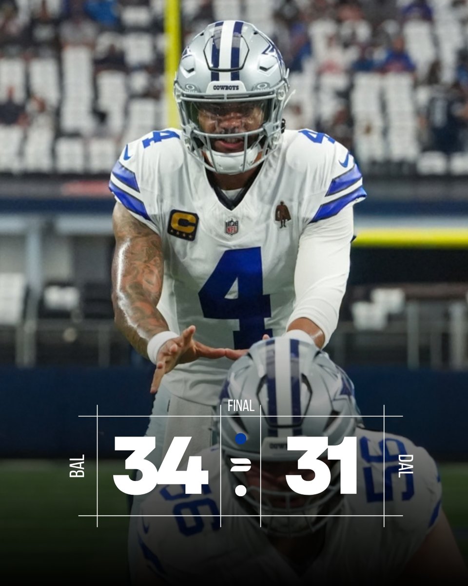 D210S's tweet photo. Cowboys fall to the Ravens 34-31 in a close battle in Brazil. Dallas comes up short despite a late push.
#DallasCowboys #DALvsBAL #DallasCowboysNation #D210SPORTS https://t.co/9dLwca8BeL