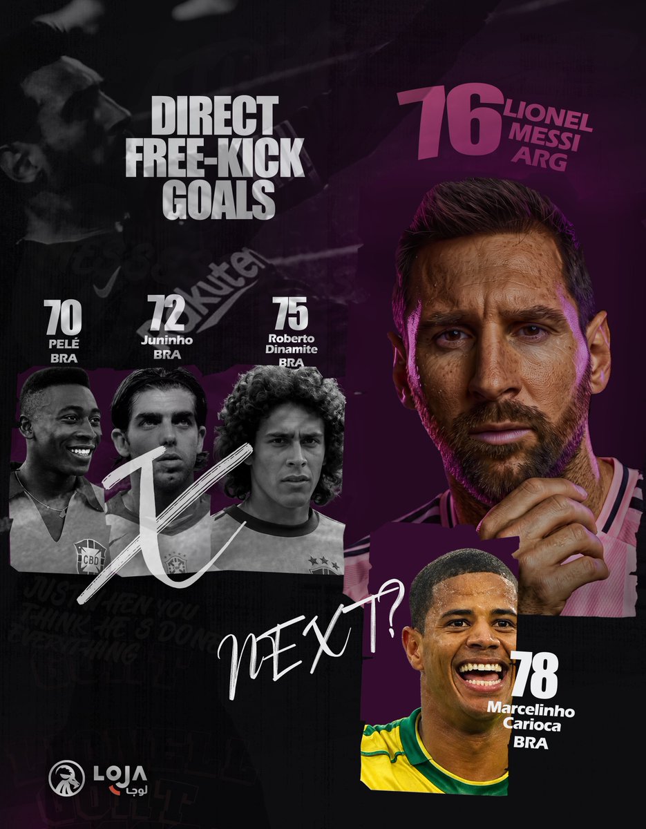 M10GOAT's tweet photo. 🚨الأسطورة ليو ميسي يصل إلى الركلة الحرّة رقم 76 في مسيرته 🐐🎯

ركلتين حرّة على مُعادلة الرقم القياسي! 🔜 https://t.co/cl4MhjeBpd