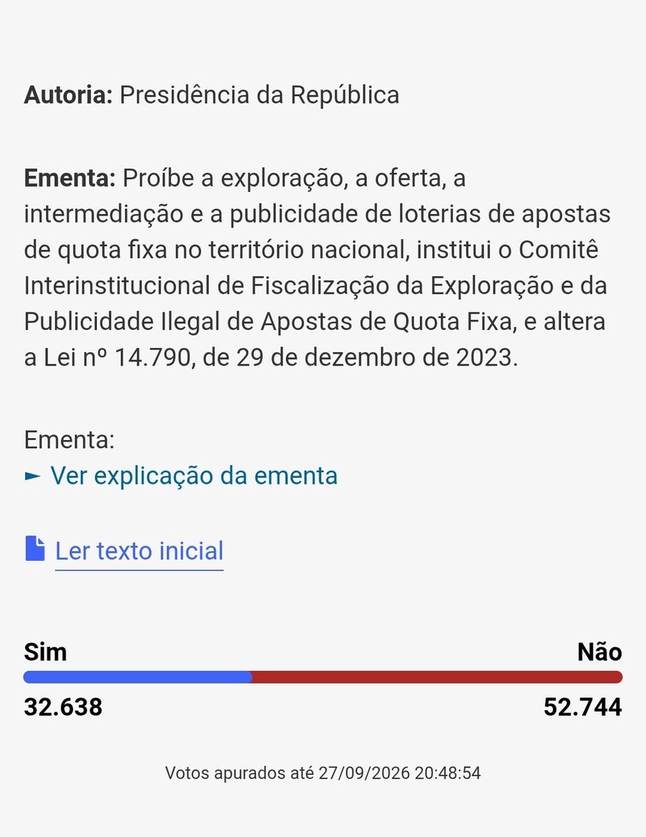 Brasil_ACE7's tweet photo. PELO FIM DAS BETS!

Vote “SIM” na consulta pública do Senado!

https://t.co/UykfrVbP5E https://t.co/GehEhfiLGD