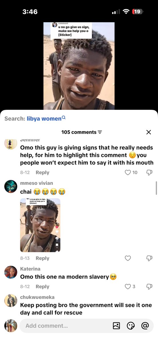 symply_zina's tweet photo. This guy is from Enugu state, he lives in Libya. He said he is a gold miner, and that he is well paid. He’s always online on TikTok urging Nigerians to come to Libya that there’s enough job with good pay which is a lie because you can never see him in a good house or clean clothes. He is always walking in the desert looking lost and tattered.

People are saying that he was sold, right now, he is trying to deceive the gullible Nigerians to come to Libya so he will regain his freedom. Once you go, he will sell you and regain his freedom. I really pity him whenever I see his videos, you can literally see he is suffering and seeking for help in a discreet way. Probably a friend sold him too. Pls beware of people like him, warn your brothers and sisters at home 🫡

Igbos, you people should try and rescue this your brother 🙏🏿