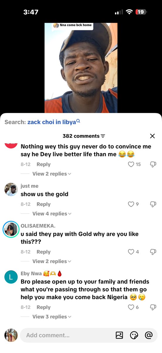 symply_zina's tweet photo. This guy is from Enugu state, he lives in Libya. He said he is a gold miner, and that he is well paid. He’s always online on TikTok urging Nigerians to come to Libya that there’s enough job with good pay which is a lie because you can never see him in a good house or clean clothes. He is always walking in the desert looking lost and tattered.

People are saying that he was sold, right now, he is trying to deceive the gullible Nigerians to come to Libya so he will regain his freedom. Once you go, he will sell you and regain his freedom. I really pity him whenever I see his videos, you can literally see he is suffering and seeking for help in a discreet way. Probably a friend sold him too. Pls beware of people like him, warn your brothers and sisters at home 🫡

Igbos, you people should try and rescue this your brother 🙏🏿