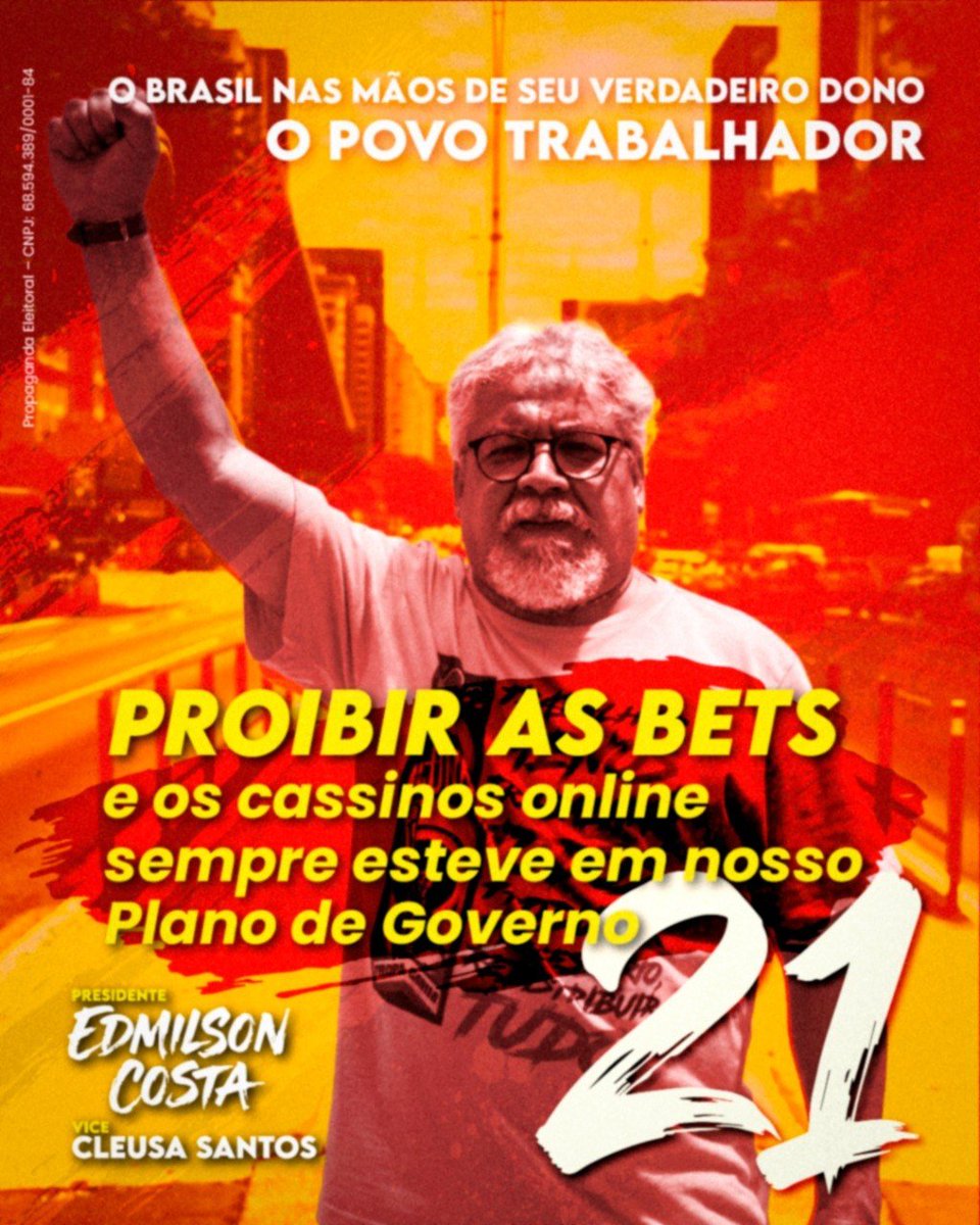 PCBpartidao's tweet photo. A candidatura de Edmilson Costa sempre defendeu a proibição das BETS. Conforme o G1, apenas dois partidos apresentaram a proibição dos jogos online em seu plano de governo, o PCB é um deles.

VOTE 21 - EDMILSON COSTA E CLEUSA SANTOS

#EdmilsonCostaPCB 
#Vote21 
#pcb! https://t.co/GRoszJLeHk