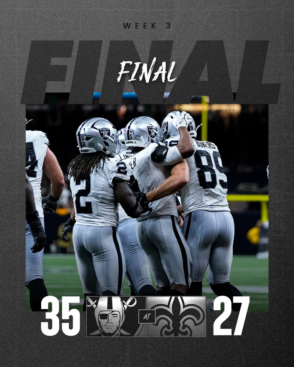 Raiders's tweet photo. Three &amp; Eaux! #LVvsNO https://t.co/LD8xphruaC