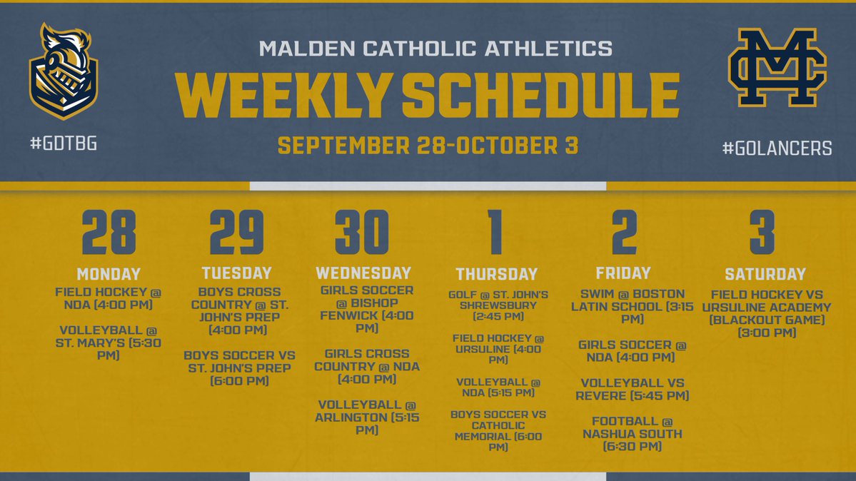 MCathletics1's tweet photo. This weeks lineup!
#GoLancers #PlusUltra #GDTBG ⚔️ https://t.co/erW0WWRIp8
