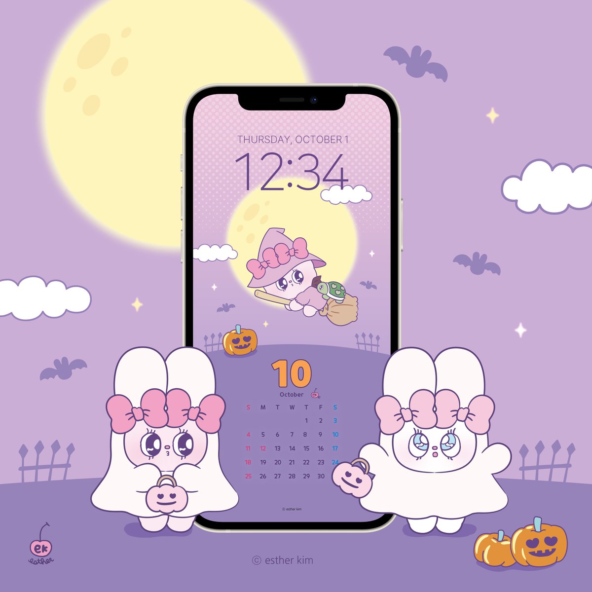 Estherbunny_JP's tweet photo. 🎃✨ TRICK OR TREAT! 👻🍬

エスターバニーと一緒にハロウィンを楽しみにしてね🐰💜

ハロウィンムードたっぷりの
10月のカレンダーを今すぐチェック📅✨

#エスターバニー #EstherBunny https://t.co/9pezQdzuFb