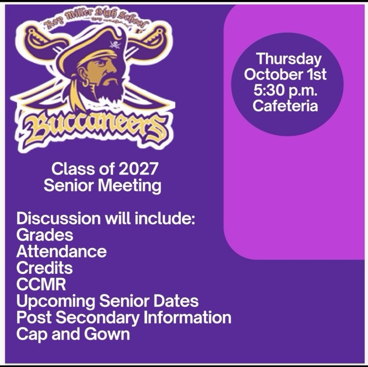 MM_BucNation's tweet photo. Seniors &amp; Parent meeting! 
Thursday, October 1st
5:30 pm
Miller Cafeteria https://t.co/JxTVD5TSjL