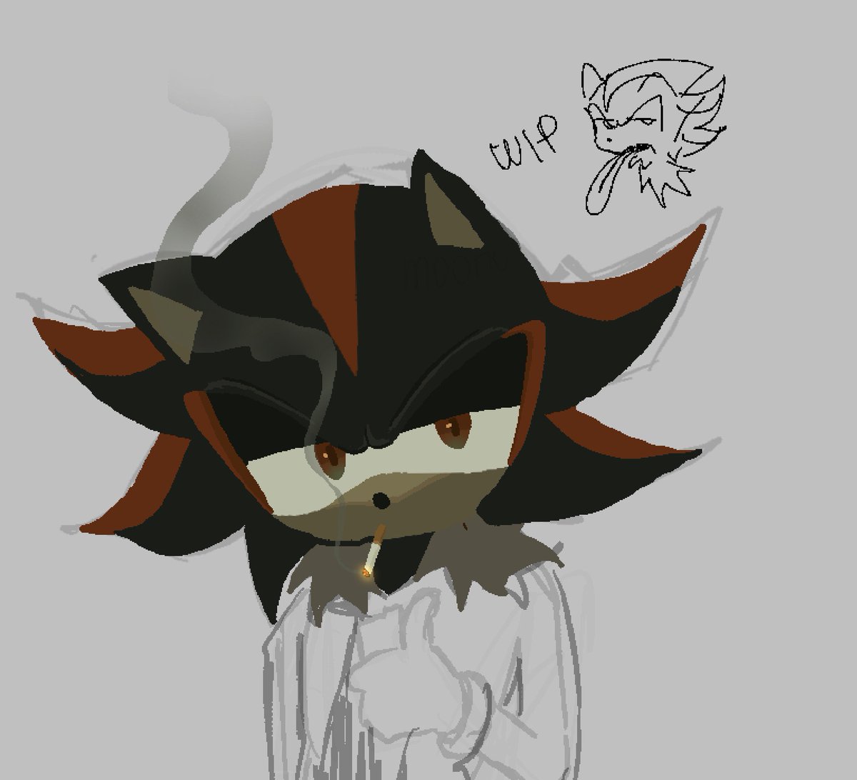 leafcilled's tweet photo. shadow the hedgehog wip line less artstyle test kinda ok! https://t.co/W300eo5Tih