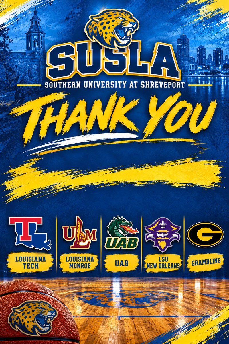 SUSLA_MBB's tweet photo. Thanks to these 4 Year programs for coming to check us out in Shreveport recently. Looking forward to many more https://t.co/uzundby0LG