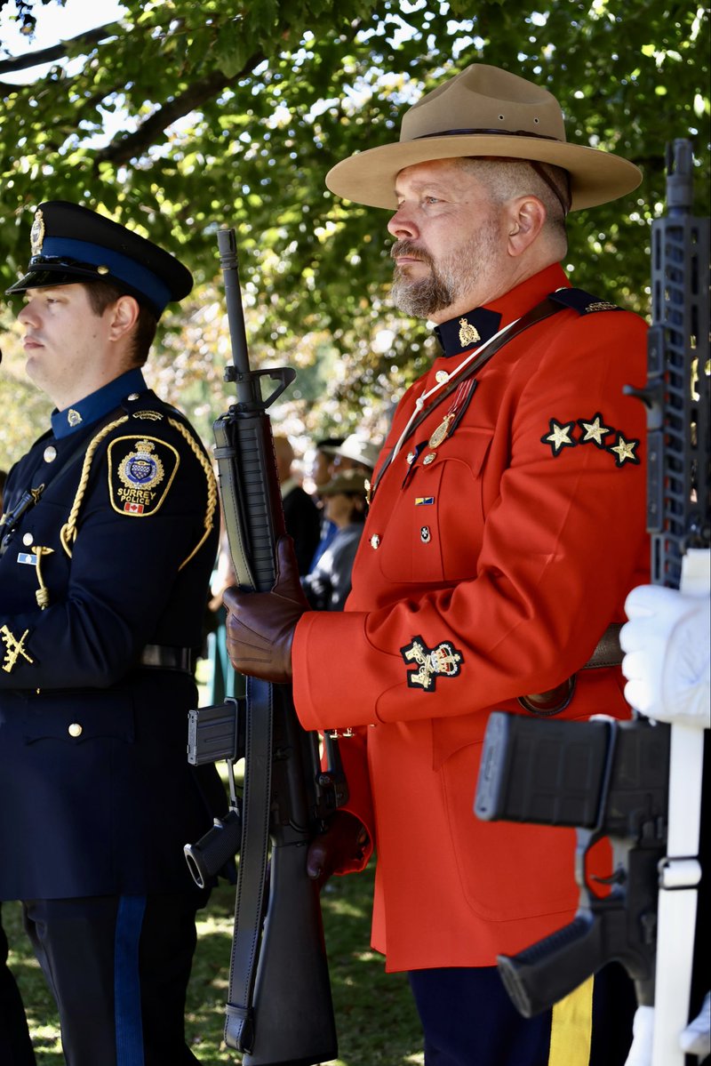 WestshoreRCMP's tweet photo. Today, members of West Shore RCMP were honoured to take part in the annual BC Law Enforcement Memorial service, joining law enforcement and community members from across the province to remember those who made the ultimate sacrifice in service to others.

We remember their courage, their dedication, and the lasting impact they have had on their colleagues, loved ones, and communities.