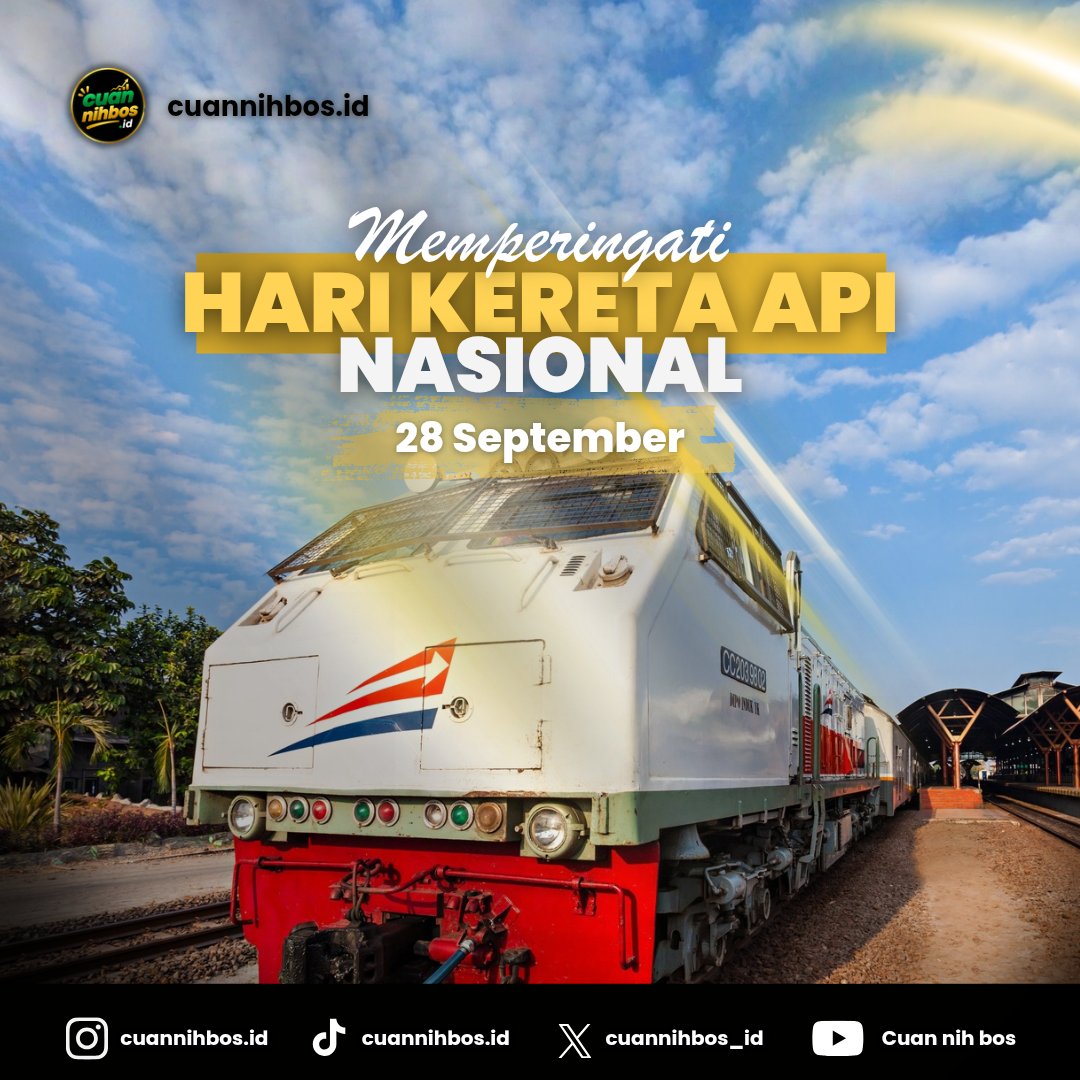 cuannihbos_id's tweet photo. 28 September diperingati sebagai Hari Kereta Api Nasional. 🇮🇩

Bukan sekadar tentang kereta dan rel, tapi juga tentang perjalanan panjang.

#harikeretaapinasional #keretaapiindonesia #transportasiindonesia #cuannihbos #rmol https://t.co/ubbdoK5YAv