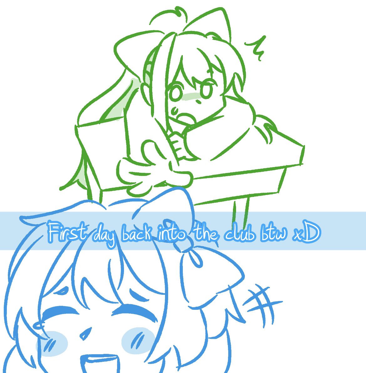 SayonikaDaily_'s tweet photo. Day 1. 

‘First day back into the club and Sayori caught me sleeping… 
This kind of reminds me of our first met. How unprofessional of me.’
-💚

#Sayonika #Ddlc https://t.co/Qt5taJUen5