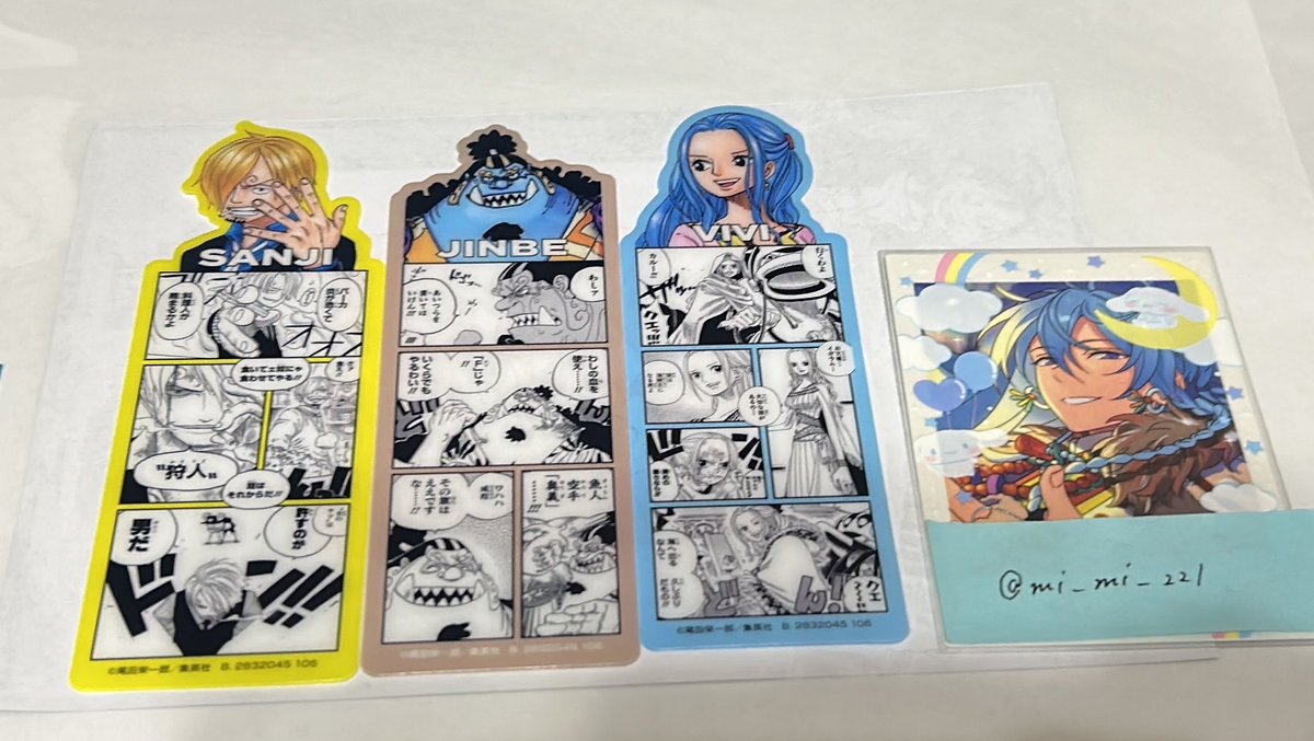 mi_mi_221's tweet photo. 【交換】ONE PIECE ワンピース ベースショップ ブックマークコレクション

譲)画像🟦 / サンジ、ジンベエ、ビビ

求)画像 🟥

🌟郵送にて

検索からでもお気軽にお声掛け下さいませ。 https://t.co/FHO0thBT2l