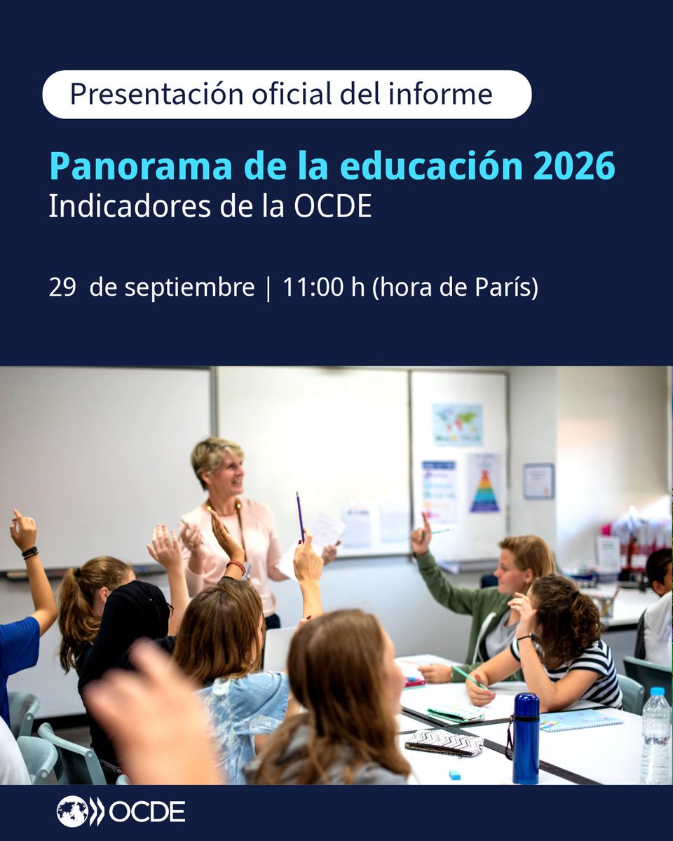 ocdeenespanol's tweet photo. ¿Qué deben saber los políticos sobre educación, aparte de las puntuaciones?

Únase a la presentación de Panorama de la educación, la guía definitiva sobre el estado de la educación en el mundo.

📅 29 de septiembre, 11:00 CEST

Regístrate aquí: https://t.co/4O6KkuyYI8
#OECDEAG https://t.co/gOLvgyRgpW