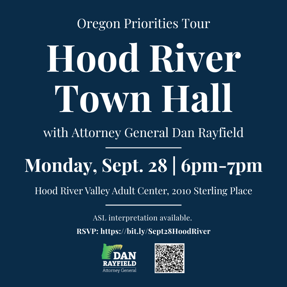 AGDanRayfield's tweet photo. See you tomorrow for our Hood River Town Hall at 6pm!

RSVP: https://t.co/83cXHxQ31n https://t.co/WfvYziZogH