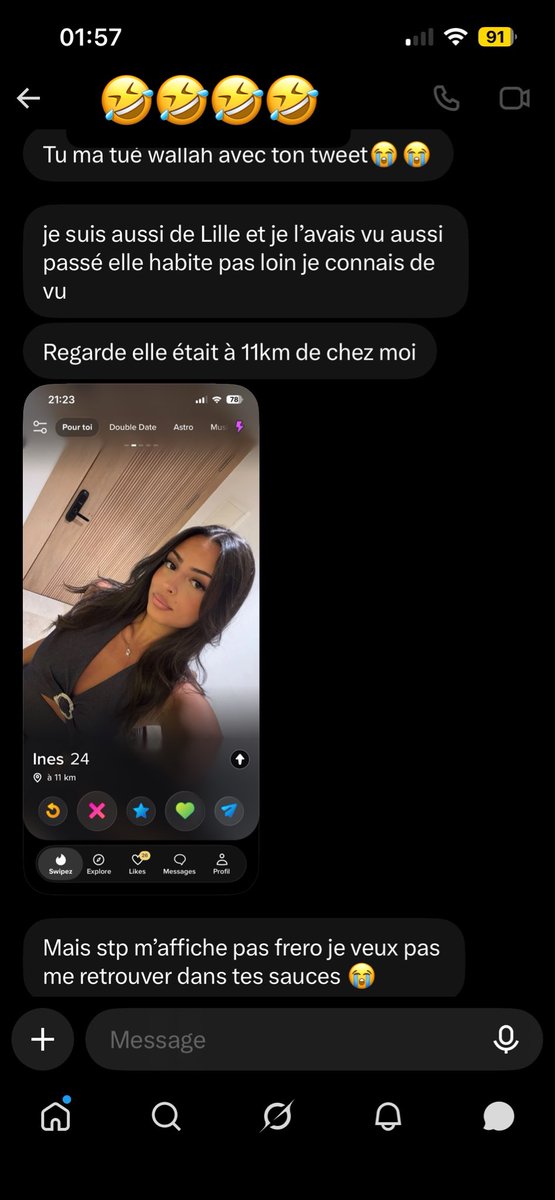 aqer3inbxl's tweet photo. INNEEEEEESSSS ALORS COMME ÇA T UNE CRAMEEEE DE LILLE ÇA VIENT ME PARLER DE TOI NORMAL PTN TU ME TROMPAIS DEPUIS LE DÉBUT 🥰🥰🥰🥰🥰🥰😭😭😭😭😭 VIENS AU KFCCC INEEEESSS C HALAL !!!!! https://t.co/DNZvhav9Dz