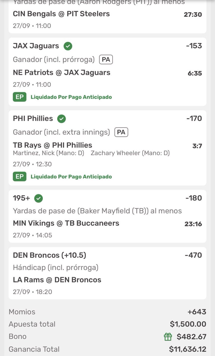 larabasado's tweet photo. Si los Broncos cumplen su +10.5 y ganamos el parlay soñador rifaré $1,000 pesos entre TODOS los que de den RT y comenten este tweet. 

La única condición es comentar, dar RT y seguirme. https://t.co/TEiWROtC44