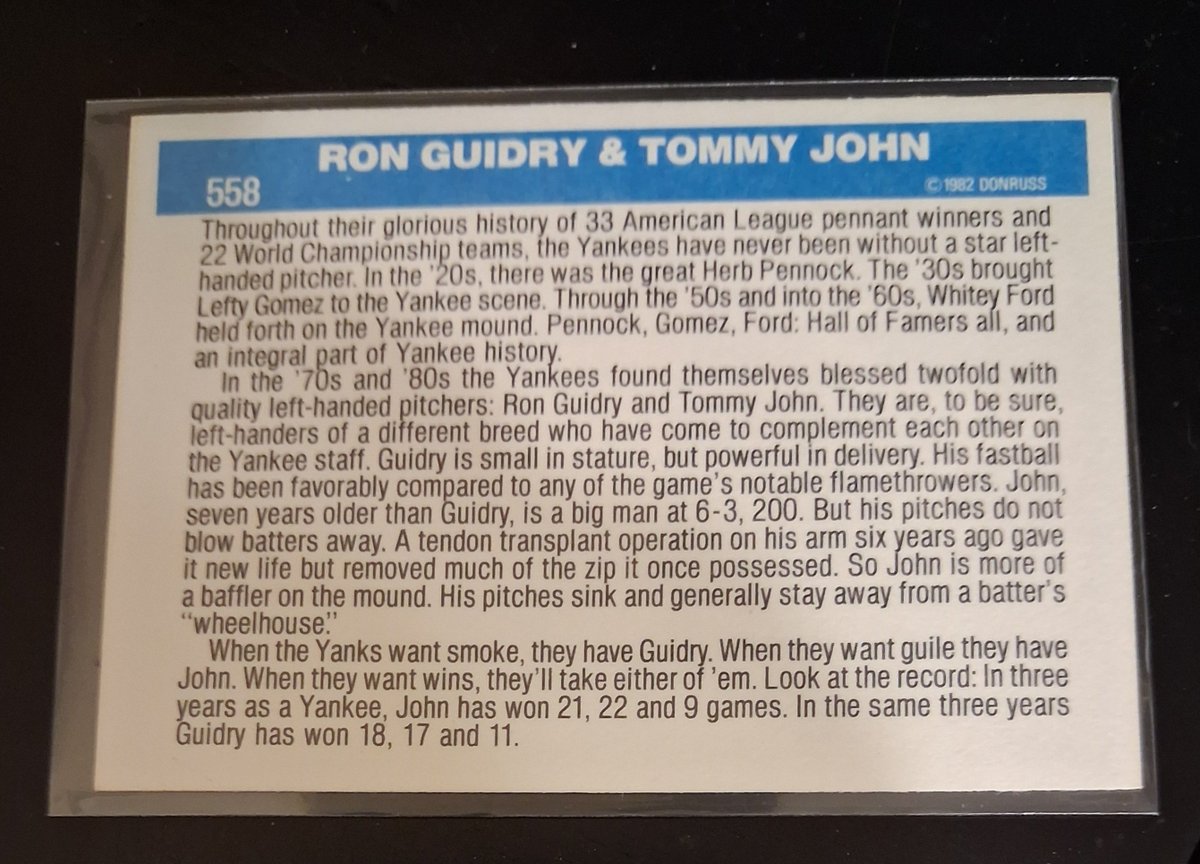 CPFJAYpt2's tweet photo. #RandomCardILove
1982 Donruss #558 Ron Guidry / Tommy John
Because Yankees
Because I love early Donruss
Because Guidry and John
Because legends https://t.co/2VwVay8aRF