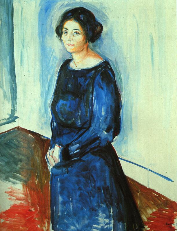 artistmunch's tweet photo. Woman in Blue (Frau Barth), 1921 #artbots #munch https://t.co/2GlL1SLg95
