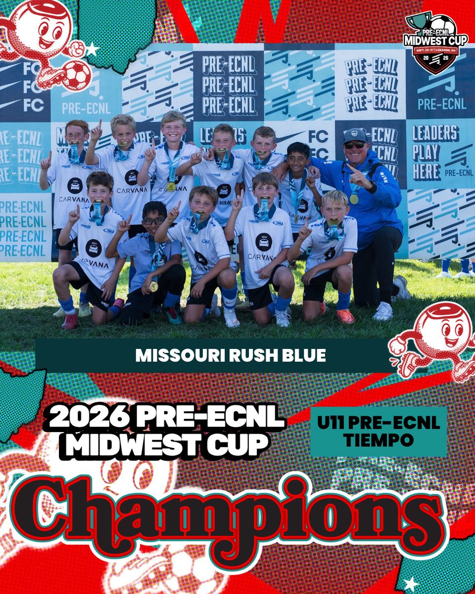 ECNLboys's tweet photo. Your 2026 Pre-ECNL Midwest Cup U11 Tiempo Champion! 

#PreECNL #MidwestCup https://t.co/q34fwBuox9