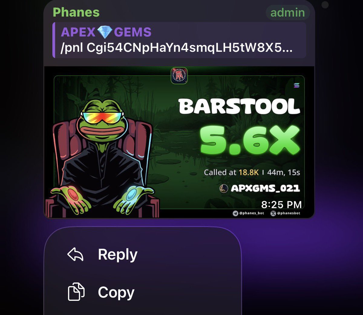 DegenPhantvae's tweet photo. π 5X from my $BARSTOOL call! π₯
Momentum is building ππ
Donβt miss the next play.
CA: "Cgi54CNpHaYn4smqLH5tW8X5QxssMvi592My3tRoiHfX"
#BARSTOOL #Solana #SolanaMemecoins #Memecoin #FOMO https://t.co/584s52BYgF