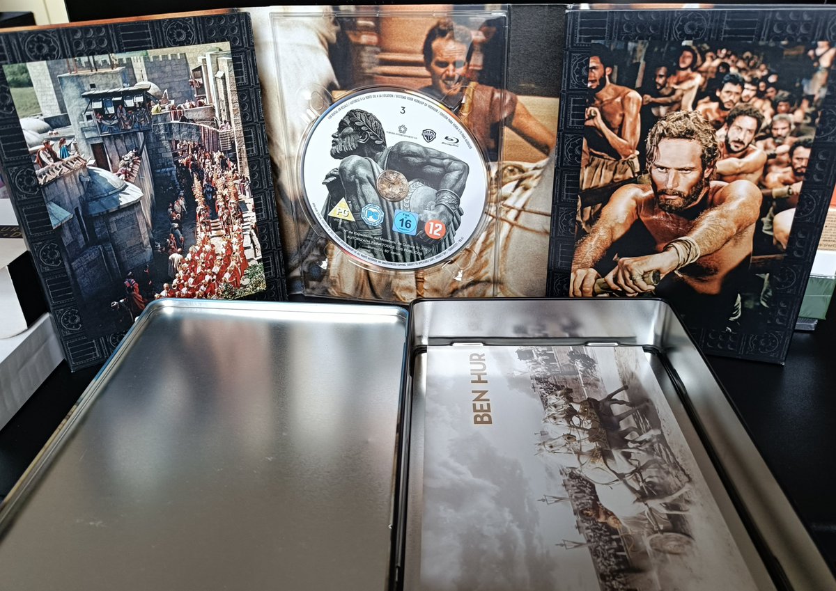 citizengt's tweet photo. ↑ベン・ハー　製作50周年記念の海外盤。スチールブックならぬスチールケース。
日本盤との違いはチャールトン・ヘストンの日記レプリカの代わりにサントラ付き6枚組。これがお気に入りでまだUHD買えてない。Blu-rayで十分なハイクオリティだしね。

カメラ65大きい(2枚目) https://t.co/sS90H2ZCzT