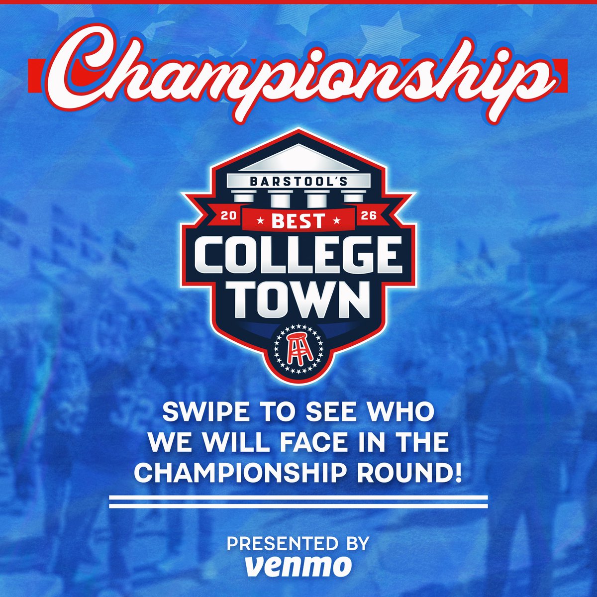 BarstoolMiamiU's tweet photo. OXFORD, OH IS IN THE CHAMPIONSHIP!! SEE YOU NEXT WEEK (10/5) FOR VOTING! 

Presented by @venmo https://t.co/TLK9O4clgV
